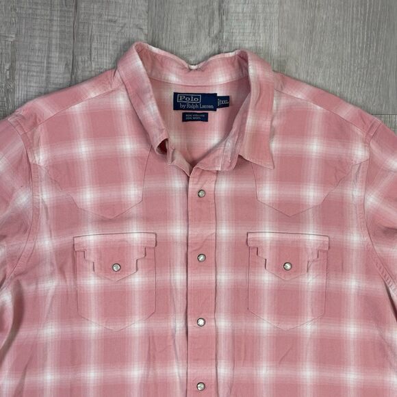 Vintage Polo Ralph Lauren Shadow Plaid Pearl Snap Western Shirt Wool RRL 2XL U - Picture 4 of 8